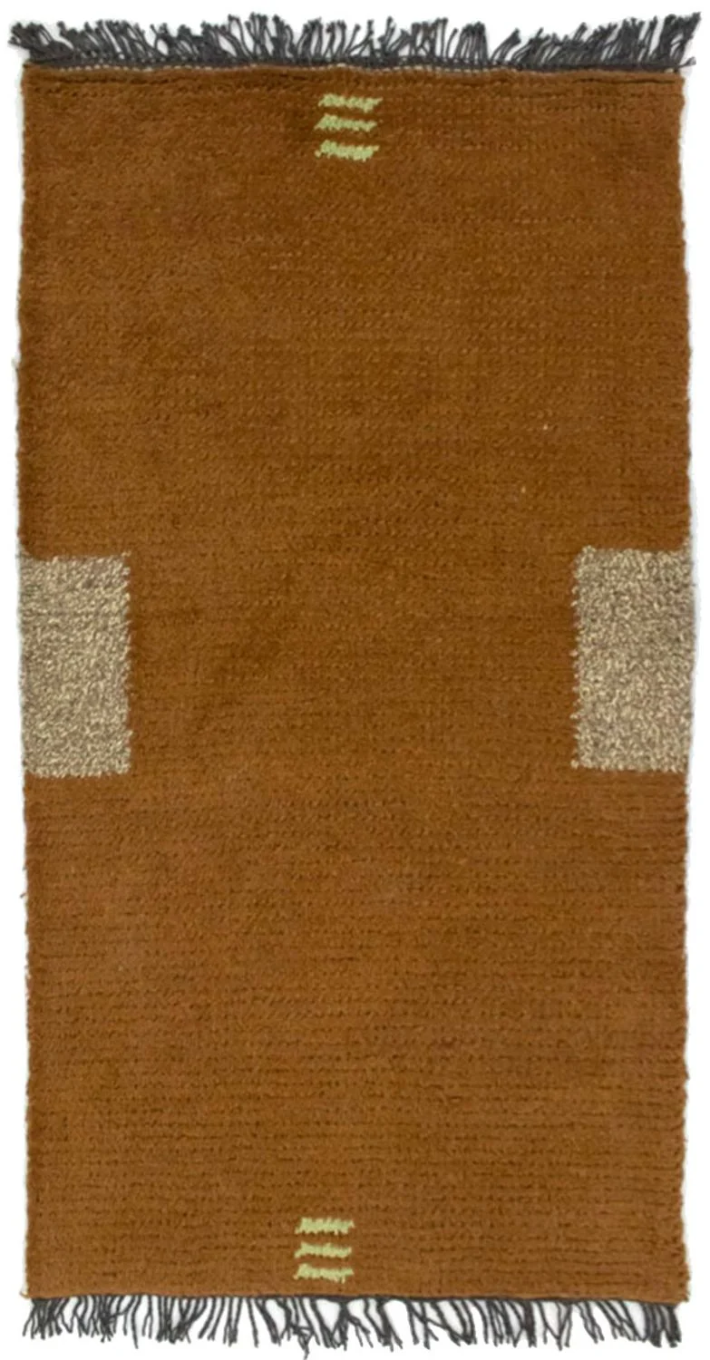Nepal Teppich 70x140cm - Wollteppich - braun
