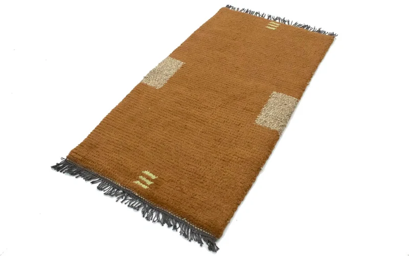 Nepal Teppich 70x140cm - Wollteppich - braun