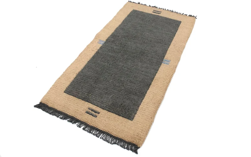 Nepal Teppich 70x140cm - Wollteppich - grau