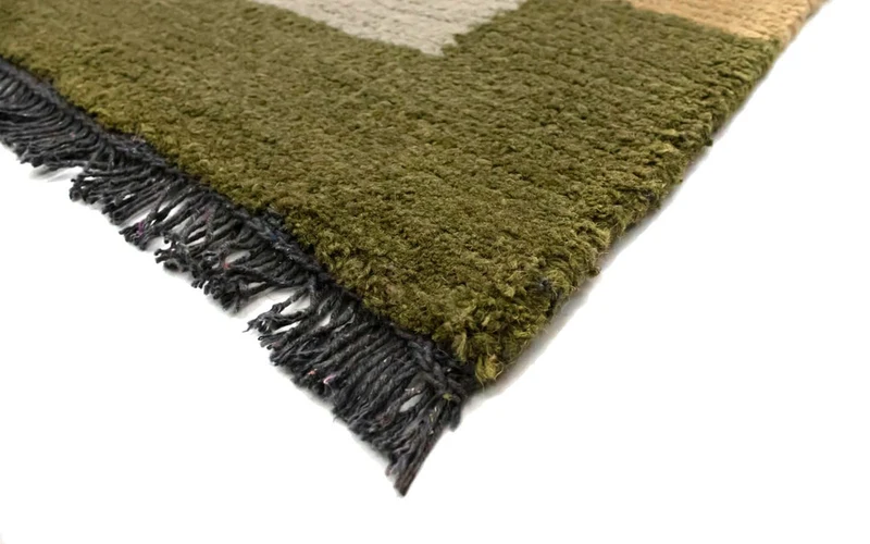 Nepal Teppich 70x140cm - Wollteppich - grau