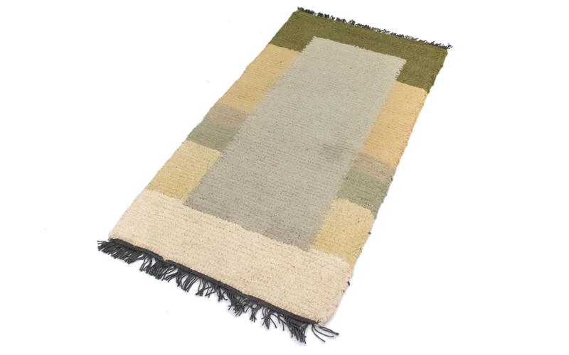 Nepal Teppich 70x140cm - Wollteppich - grau