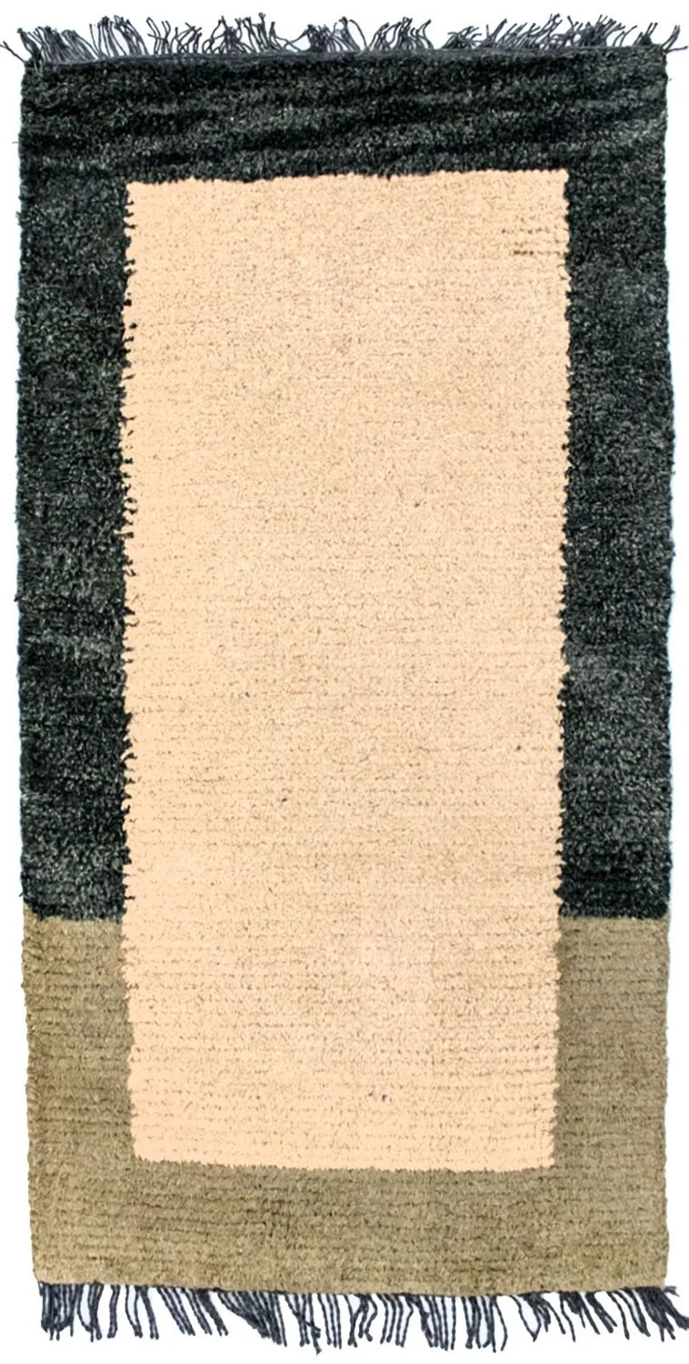 Nepal Teppich 70x140cm - Wollteppich - beige