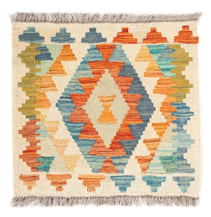 Kelim Teppich - Splash quadratisch - 50 x 52 cm - mehrfarbig