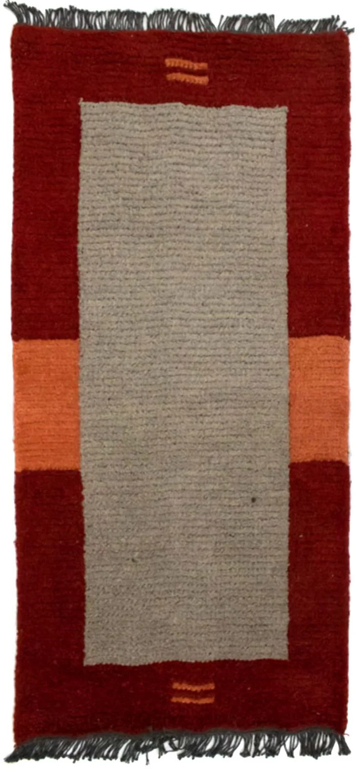 Nepal Teppich 70x140cm - Wollteppich - grau