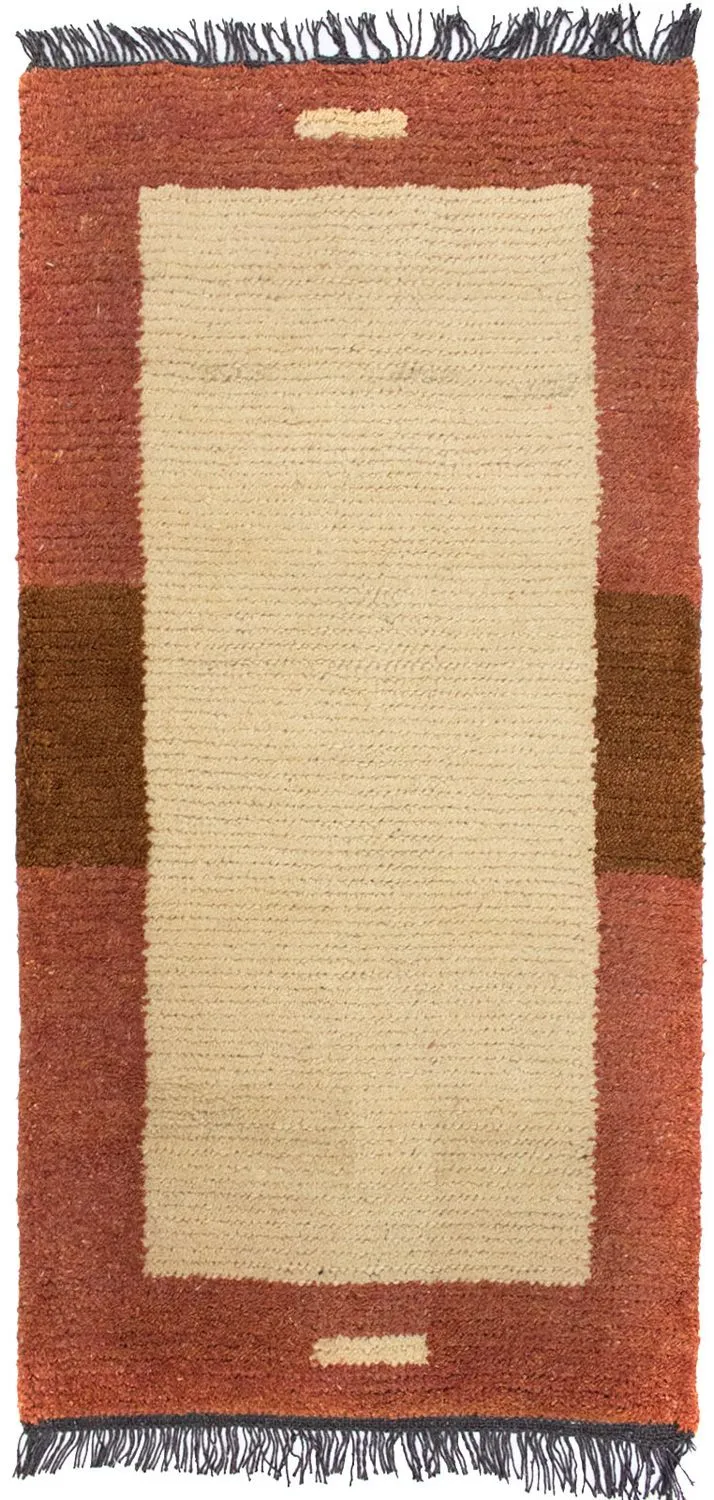 Nepal Teppich 70x140cm - Wollteppich - beige
