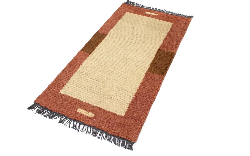 Nepal Teppich 70x140cm - Wollteppich - beige