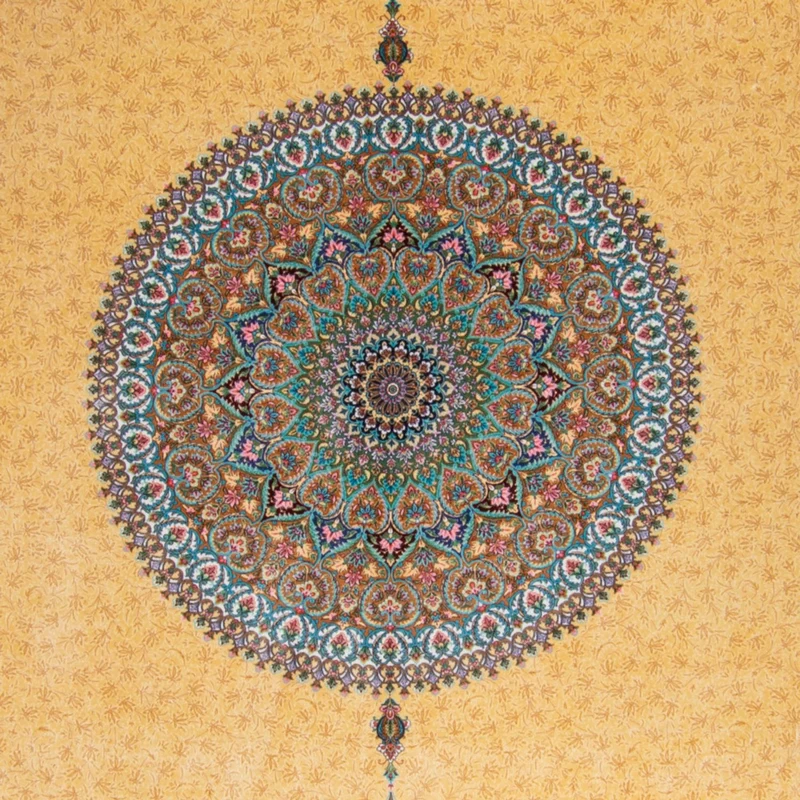 Ghom Teppich 200x300cm - Perserteppich - gold