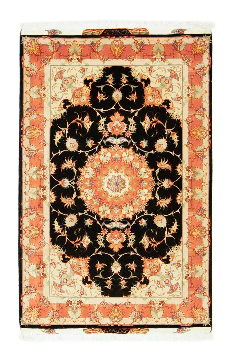 Perserteppich - Täbriz - Royal 104 x 163 cm Teppichbrücke - schwarz
