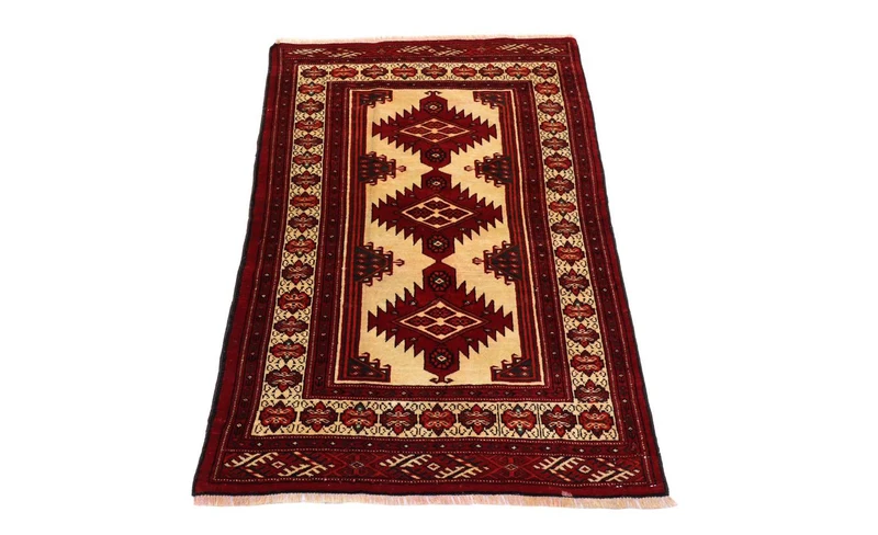 Afghan Teppich 89 x 127 cm - dunkelrot
