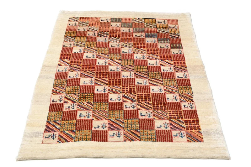 Gabbeh Teppich - Loribaft Perser 101 x 142 cm - rot