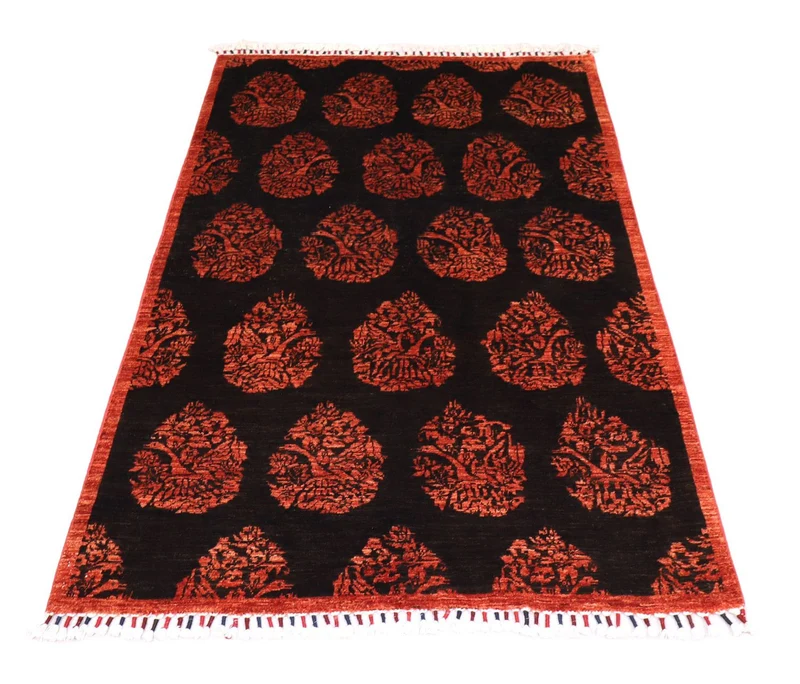 Afghan Teppich 127 x 180 cm - dunkelrot
