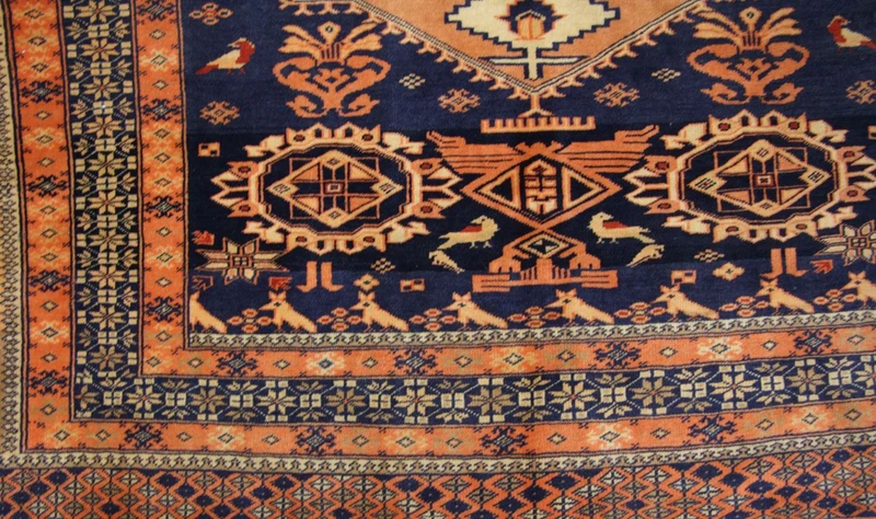 Afghan Teppich 107 x 129 cm - blau