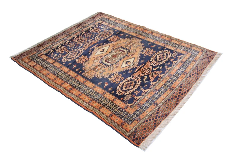 Afghan Teppich 107 x 129 cm - blau