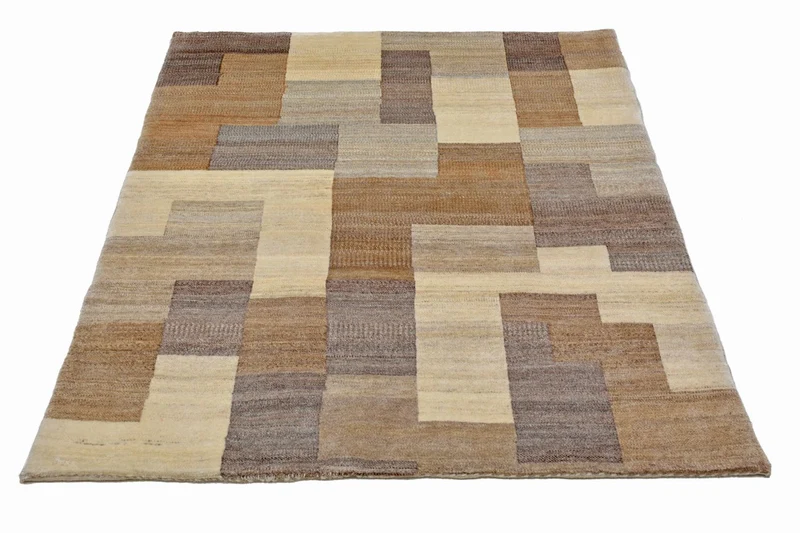 Gabbeh Teppich - Loribaft Perser 122 x 146 cm - hellbraun