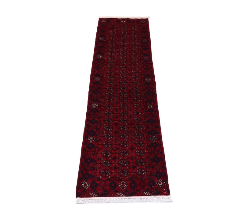Afghan Teppich 83 x 278 cm - dunkelrot