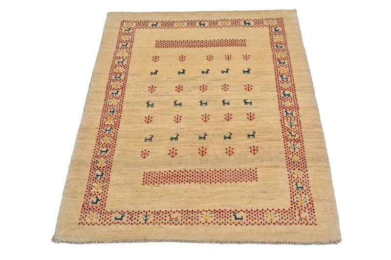 Gabbeh Teppich - Loribaft Perser 84 x 113 cm - beige