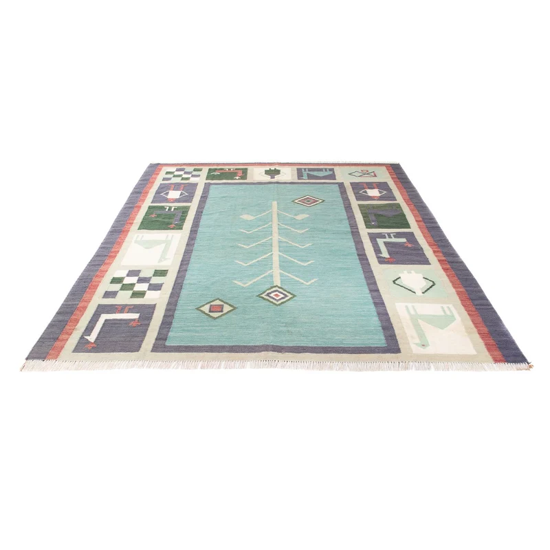 Kelim Teppich - Trendy - 200 x 240 cm - hellblau