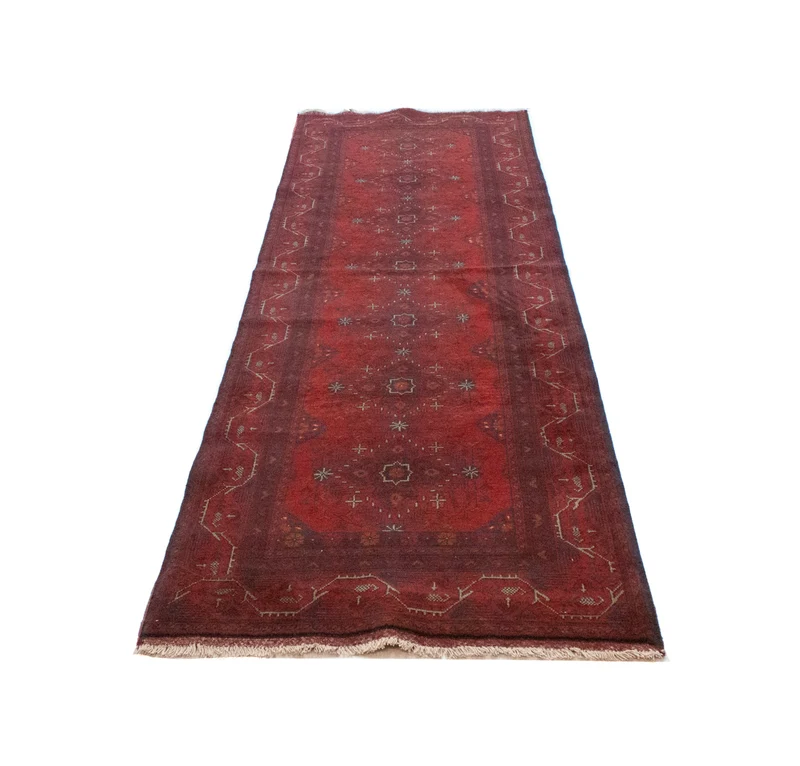 Afghan Teppich - Kunduz 86 x 299 cm - dunkelrot