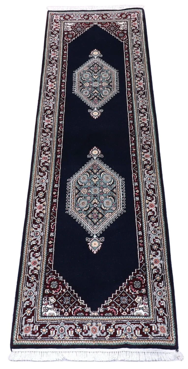 Perserteppich - Bidjar 79 x 253 cm - dunkelblau