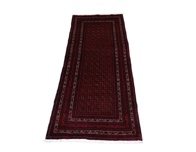 Afghan Teppich 79 x 196 cm - dunkelrot