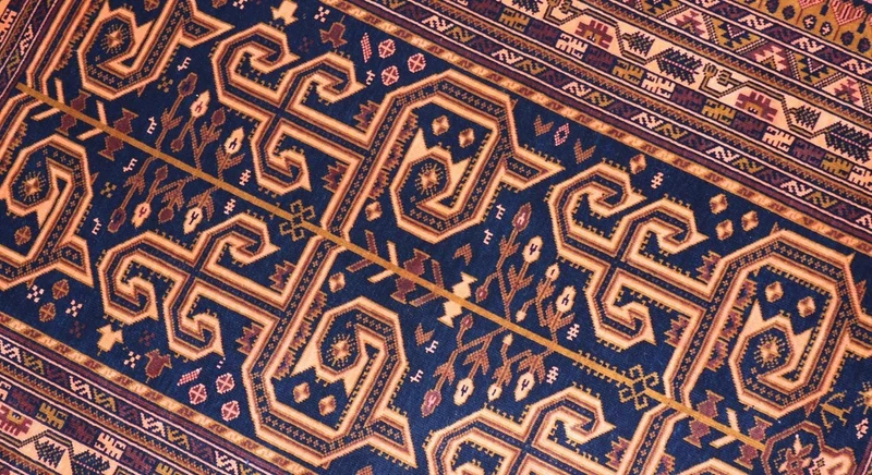 Afghan Teppich 98 x 132 cm - dunkelblau