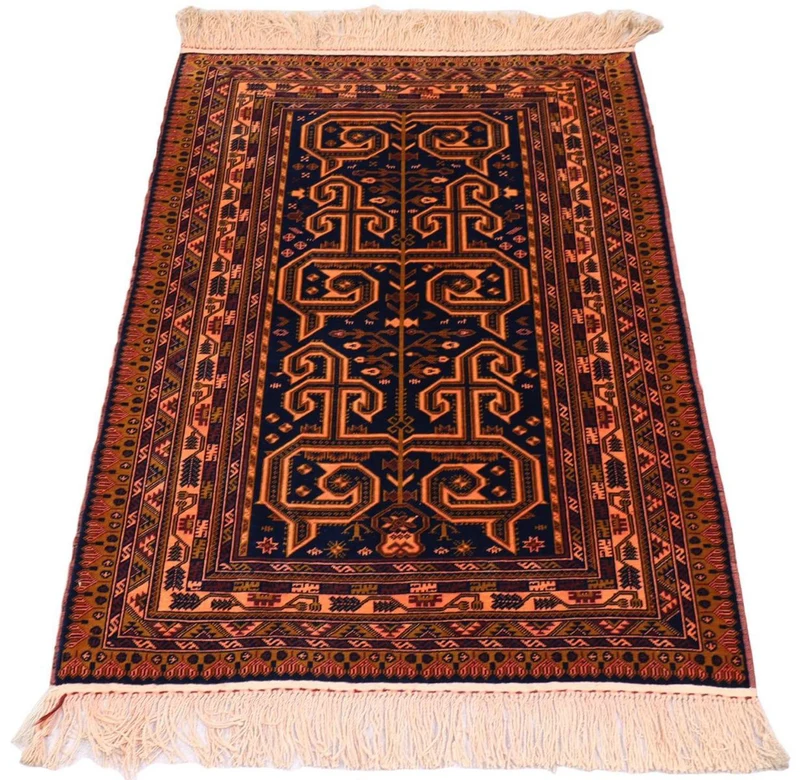 Afghan Teppich 98 x 132 cm - dunkelblau
