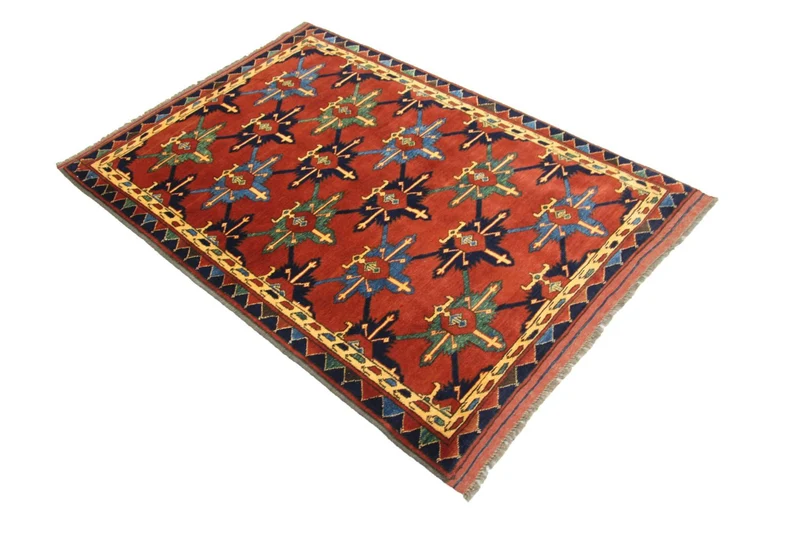 Afghan Teppich - Hatschlu 105 x 146 cm - rot