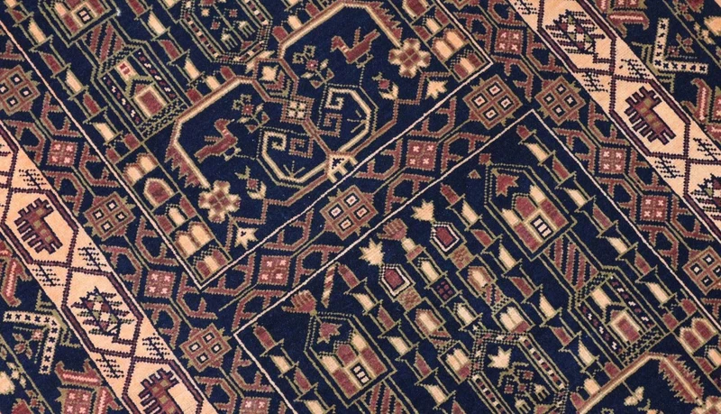 Afghan Teppich 96 x 142 cm - dunkelblau