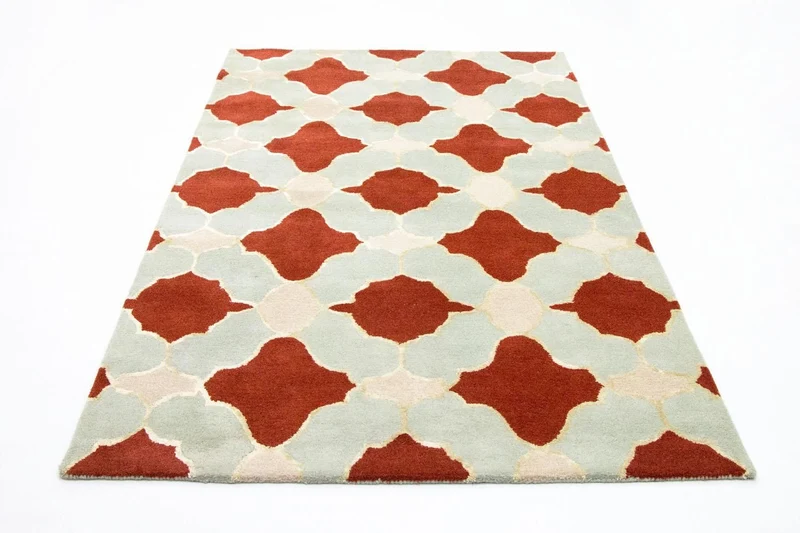 Wollteppich 152 x 244 cm Wohnzimmer Teppich