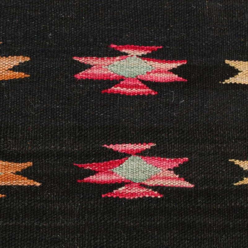 Kelim Teppich - Splash 85 x 195 cm - schwarz