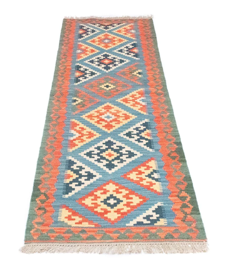 Kelim Teppich - Splash 64 x 203 cm - blau
