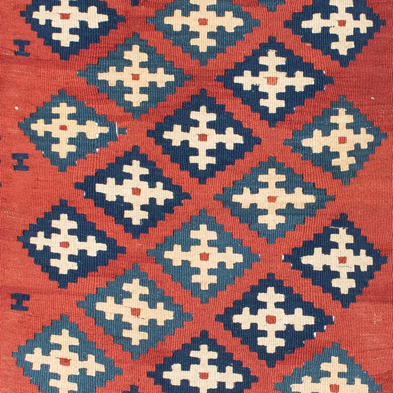 Kelim Teppich - Oriental 106 x 150 cm - dunkelrot