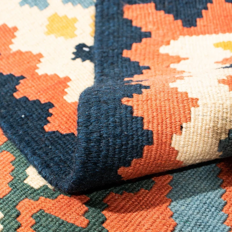Kelim Teppich - Oriental 98 x 100 cm - hellblau