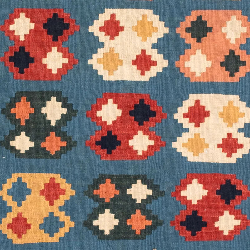 Kelim Teppich - Oriental 101 x 107 cm - seeblau