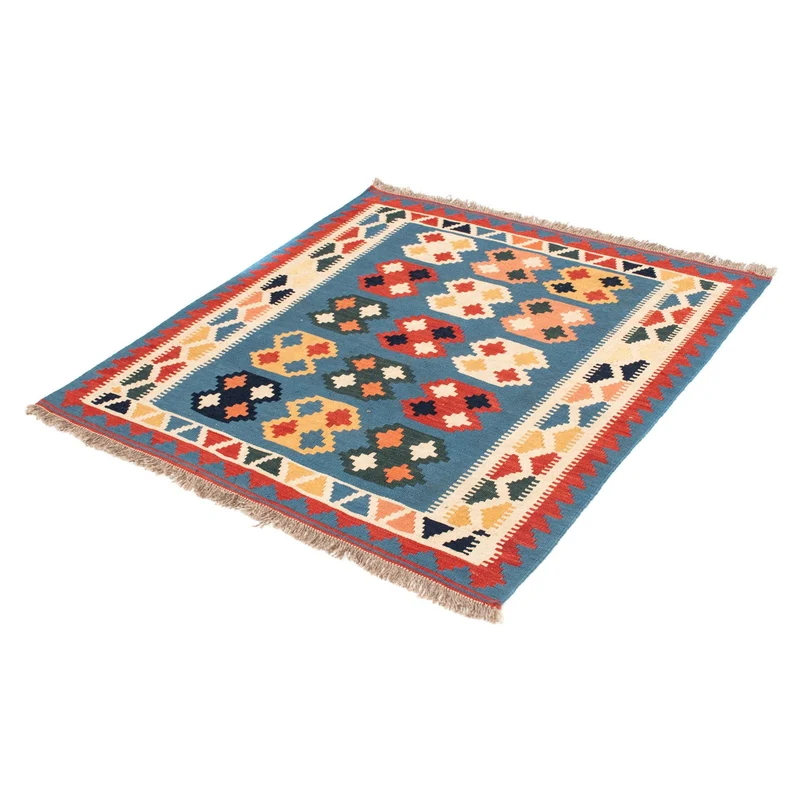 Kelim Teppich - Oriental 101 x 107 cm - seeblau