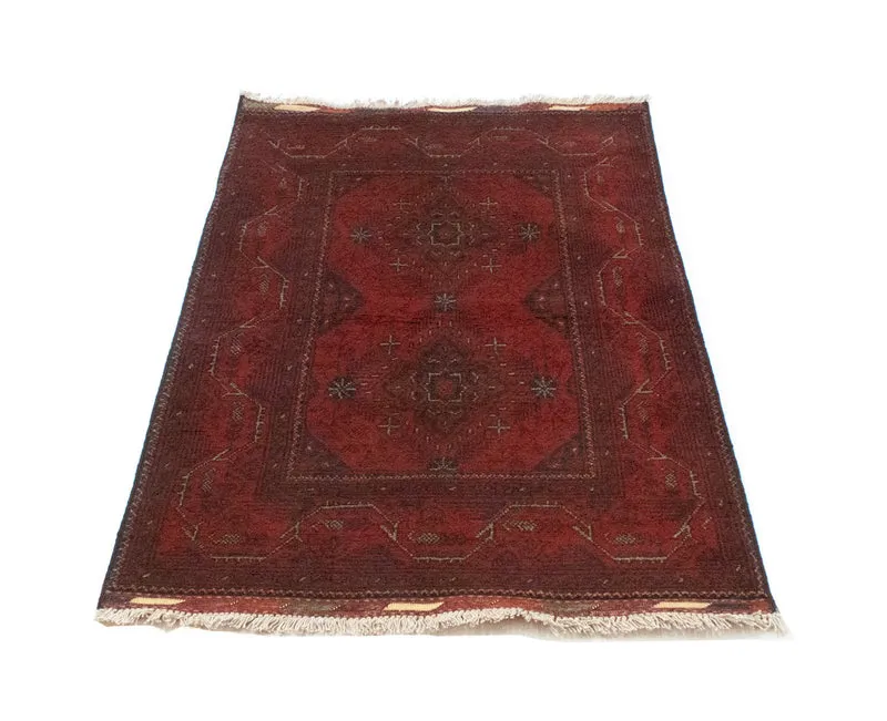 Afghan Teppich - Kunduz 75 x 123 cm - dunkelrot