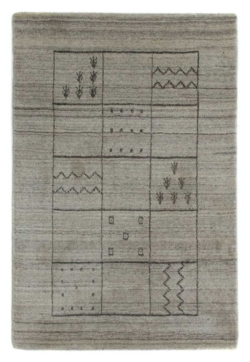 Gabbeh Teppich - Loribaft Indus 60 x 90 cm Fußmatte - silber