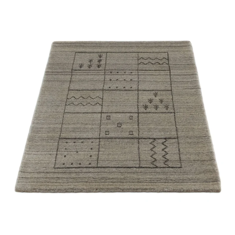Gabbeh Teppich - Loribaft Indus 60 x 90 cm Fußmatte - silber