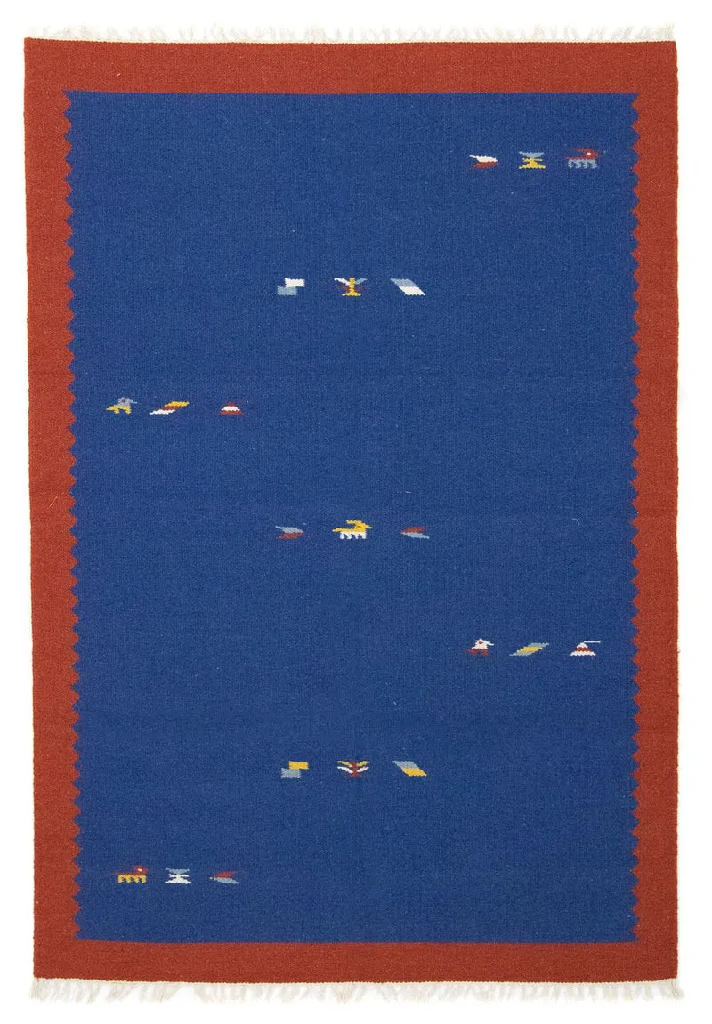 Kelim Teppich - Trendy 120 x 180 cm - blau