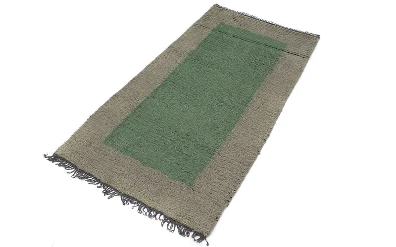 Nepal Teppich 70 x 140 cm - grün
