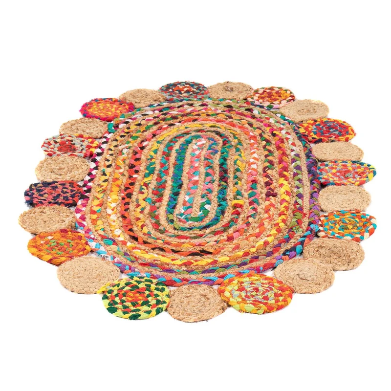 Juteteppich oval - 61 x 91 cm - mehrfarbig