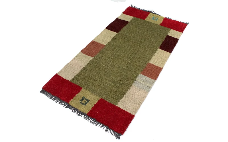 Nepal Teppich 70 x 140 cm - grün