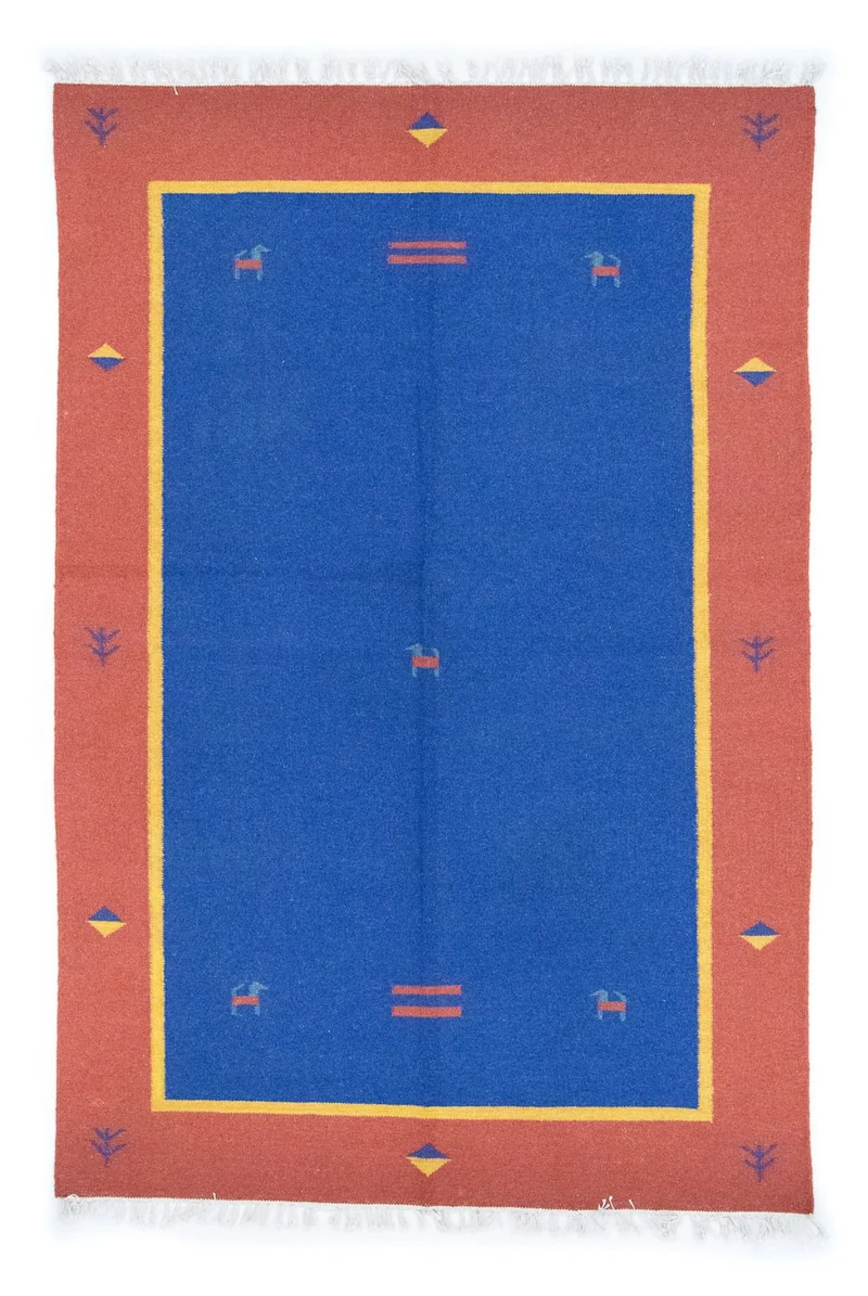 Kelim Modern Teppich 140x200cm - blau