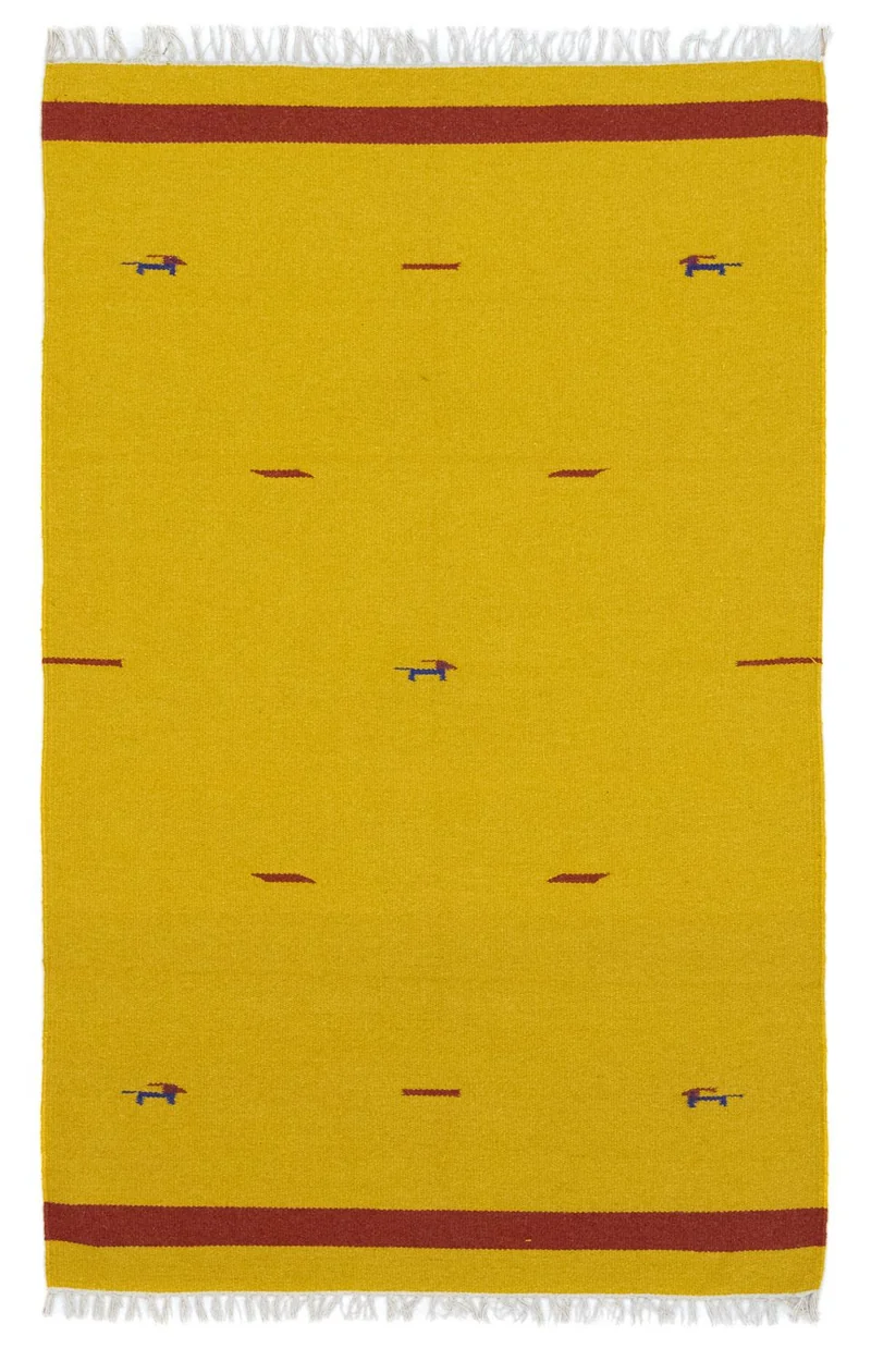 Kelim Modern Teppich 120x180cm - gelb