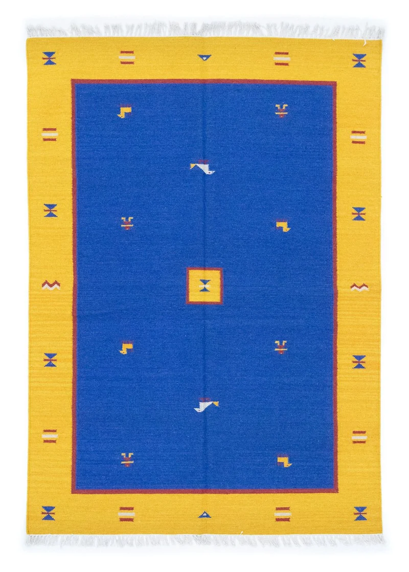Kelim Modern Teppich 140x200cm - blau