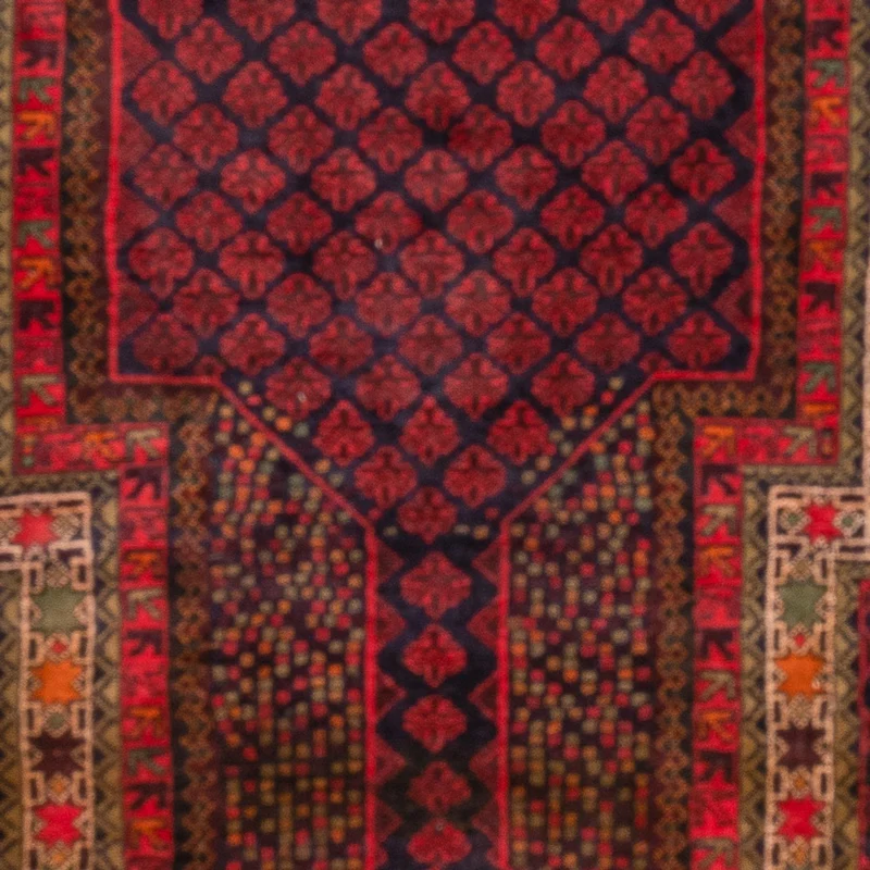 Belutsch Teppich quadratisch - 200 x 200 cm - dunkelrot