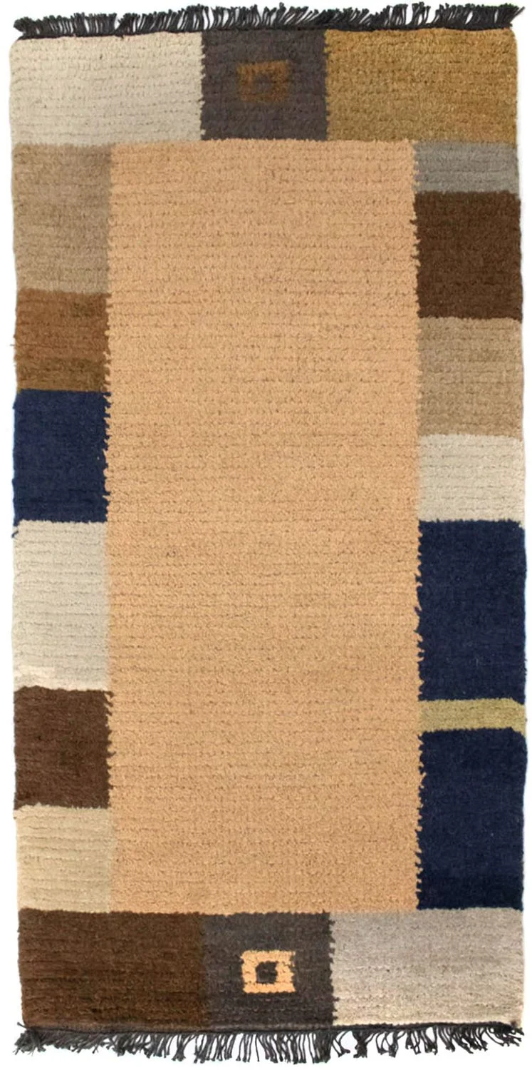 Nepal Teppich 70 x 140 cm - hellbraun
