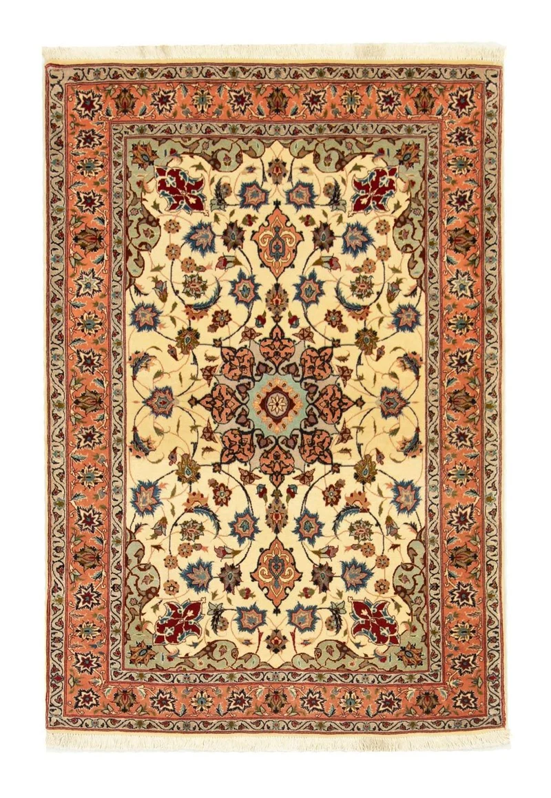 Täbriz - 50 Raj Teppich 102x151cm - Perserteppich - beige