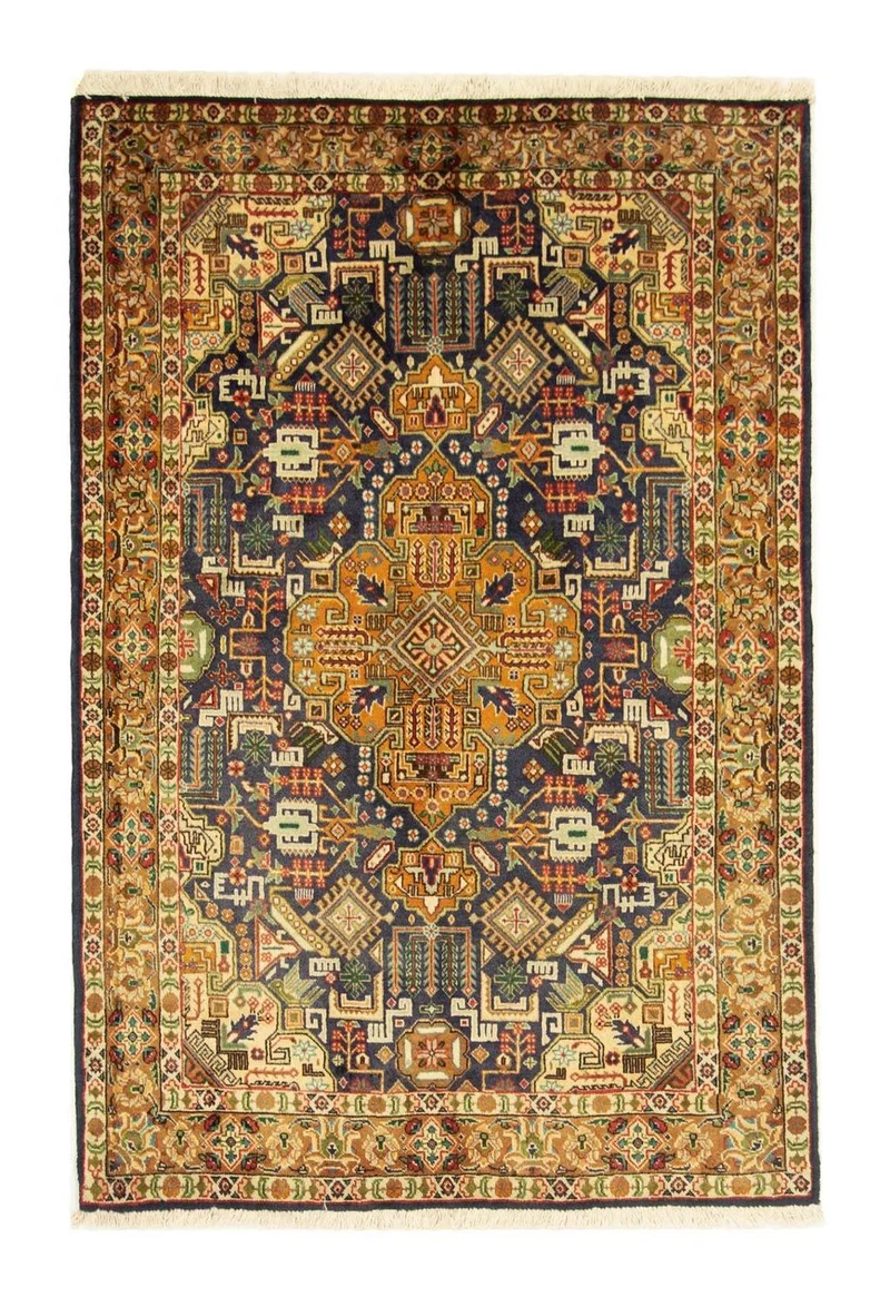 Täbriz - 40 Raj Teppich 101x150cm - Perserteppich - dunkelblau