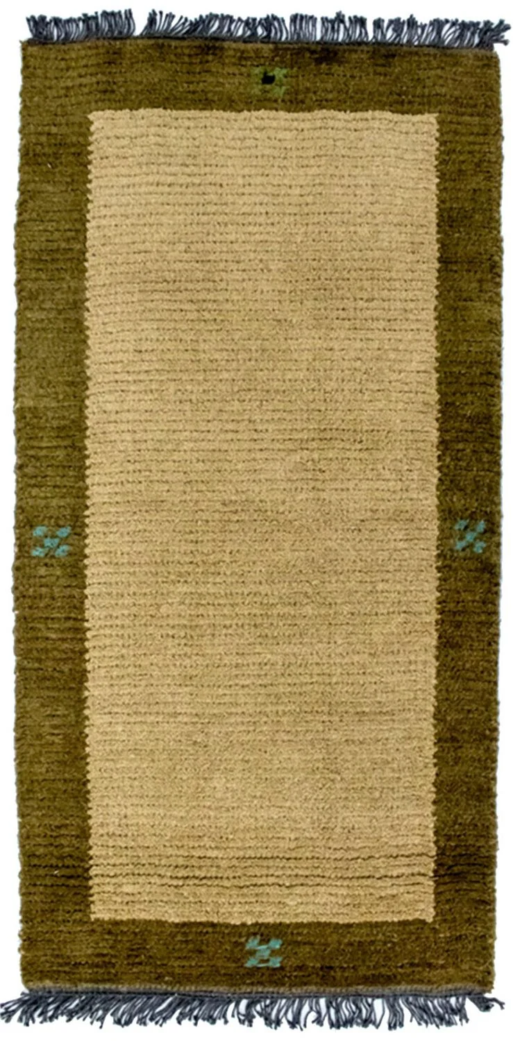 Nepal Teppich 70 x 140 cm - grün